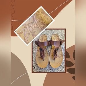Blowfish Malibu Brown Braided Thong Sandals, Size 8